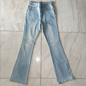 SHEIN Sky Blue Wide Leg Jeans